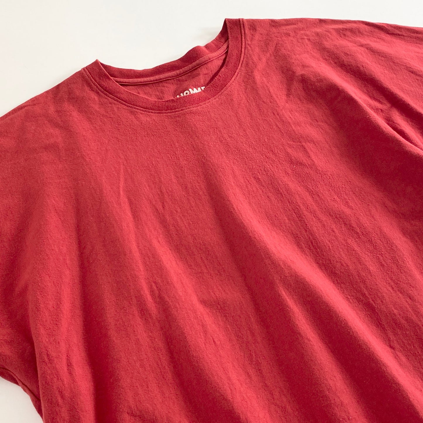 39a21 HOMME PLISSE ISSEY MIYAKE オムプリッセ イッセイミヤケ 日本製 ワイドシルエット カットソー 半袖 Tシャツ クルーネック HP12JK309 2 レッド コットン100% MADE IN JAPAN