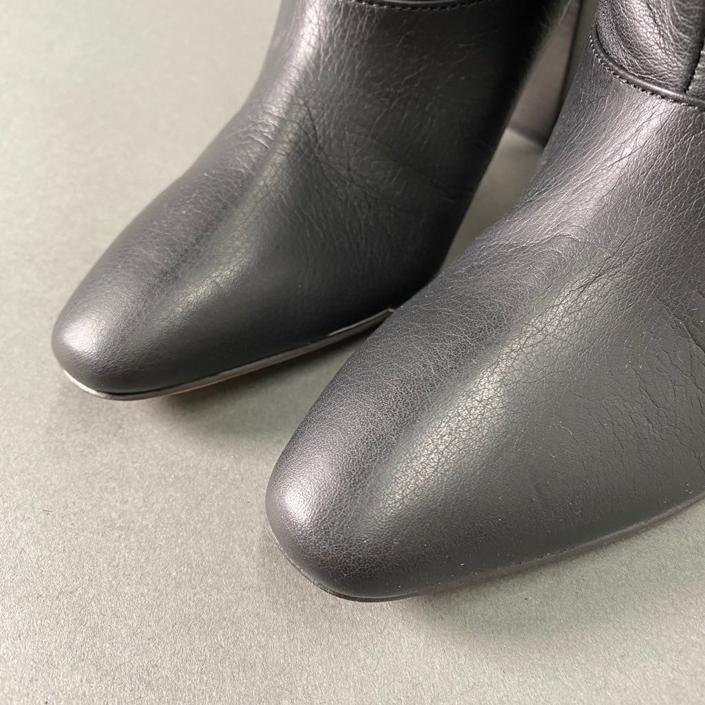 1a31 《美品》 ELIN エリン 日本製 ルーズフィットブーツ ロングブーツ チャンキーヒール シューズ 35 ブラック レザー MADE IN JAPAN
