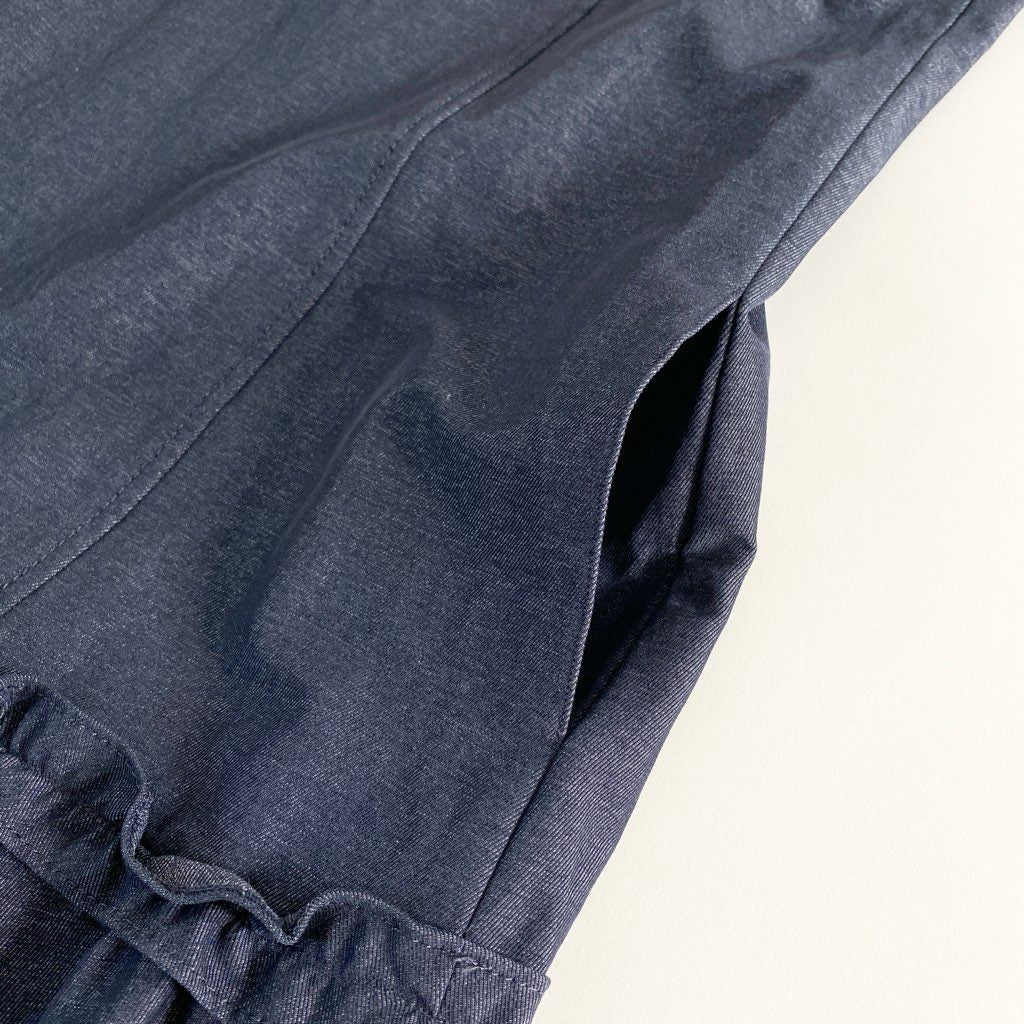 23c11 《美品》 Rene basic ルネ ベーシック バックジップ ストレッチフリルワンピース 36 ネイビー 日本製 伸縮性◎ ドレス 夏
