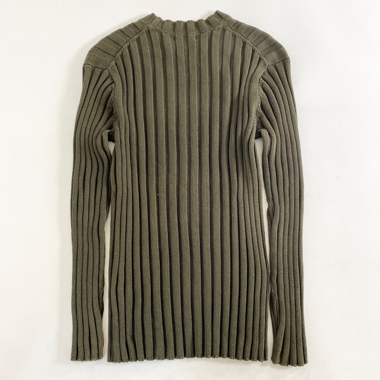64L10 Y's for men ワイズフォーメン コットンリブニットトップ M~L相当 カーキ セーター日本製 Yohji Yamamoto ヨウジヤマモト
