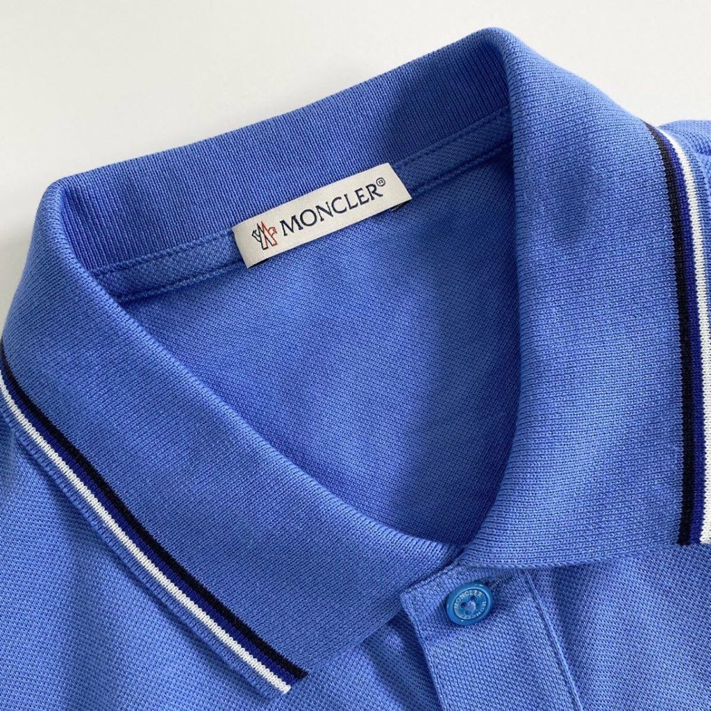 6e19-15 未使用タグ付☆MONCLER モンクレール ロゴワッペンポロシャツ サイズS ブルー MAGLIA POLO MANICA C マリアポロマニカ メンズ