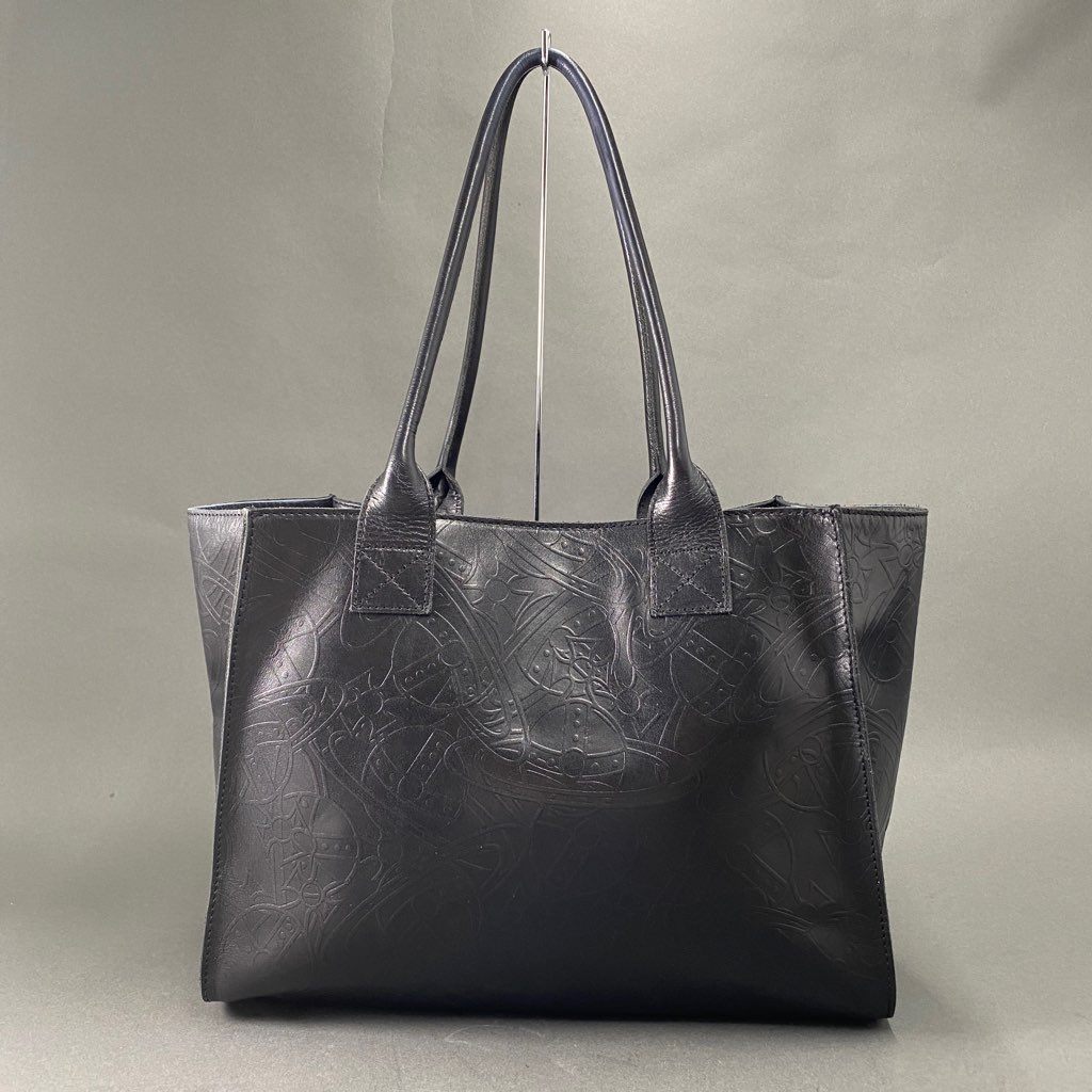78b10 《美品》 Vivienne Westwood ヴィヴィアン ウエストウッド RONDOM LINE ORB ランダムオーブ トートバッグ ブラック レザー ワンショルダーバッグ