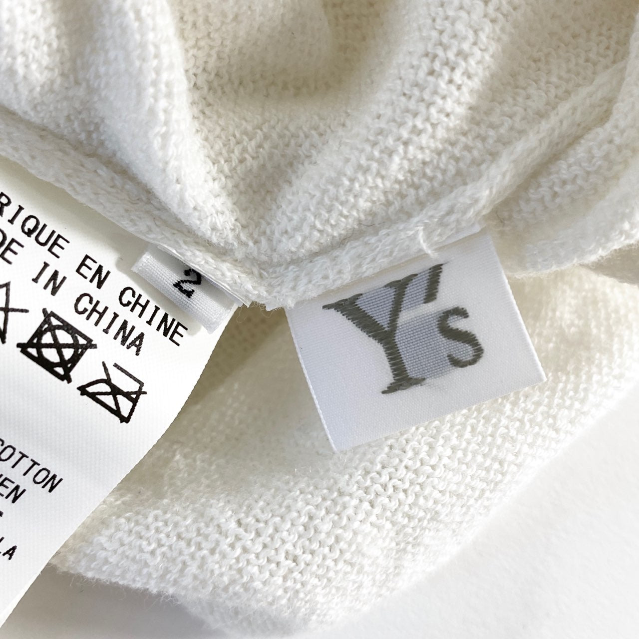 22a29 Y's ワイズ YH-K05-087 ハイゲージニット セーター プルオーバー エルボーカッティングデザイン 2 ホワイト コットン リネンブレンド