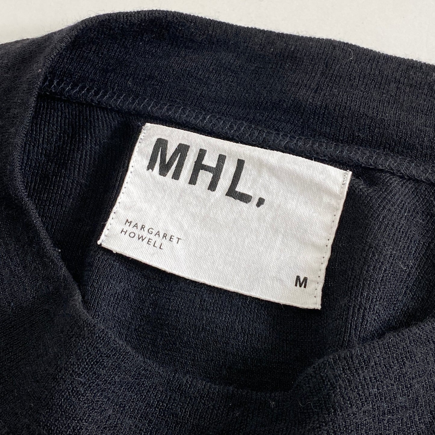 38L23 MHL. エムエイチエル モックネック ニットトップ M ブラック MARGARET HOWELL マーガレットハウエル セーター 日本製 秋