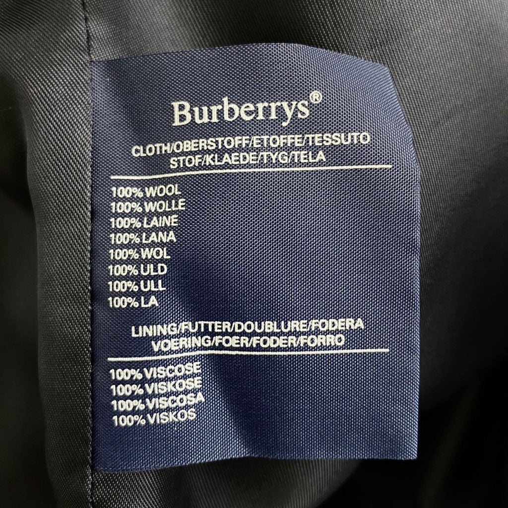 56b12 英国製 Burberrys バーバリーズ 紺ブレザー テーラードジャケット ホースロゴ 金ボタン サイズ48 ネイビー ウール100% メンズ