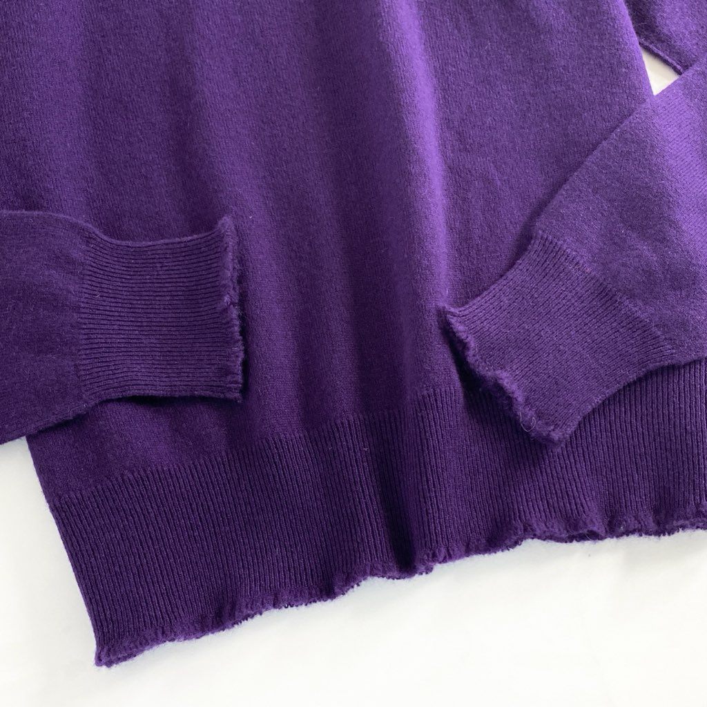 51c6 《極美品》 BLAMINK ブラミンク カシミヤ100% フリンジタートルネック ニットセーター 38 パープル UNITED ARROWS ユナイテッドアローズ