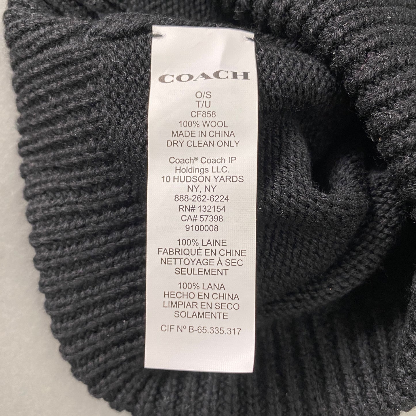 COACH コーチ レキシー ビーニーキャップ ニット帽 ブラック ウール100% 恐竜 ワッペン ユニセックス