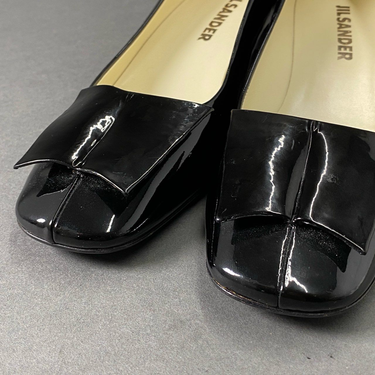 4c3 JIL SANDER ジルサンダー パテントレザー パンプス 35 ブラック シューズ エナメル イタリア製