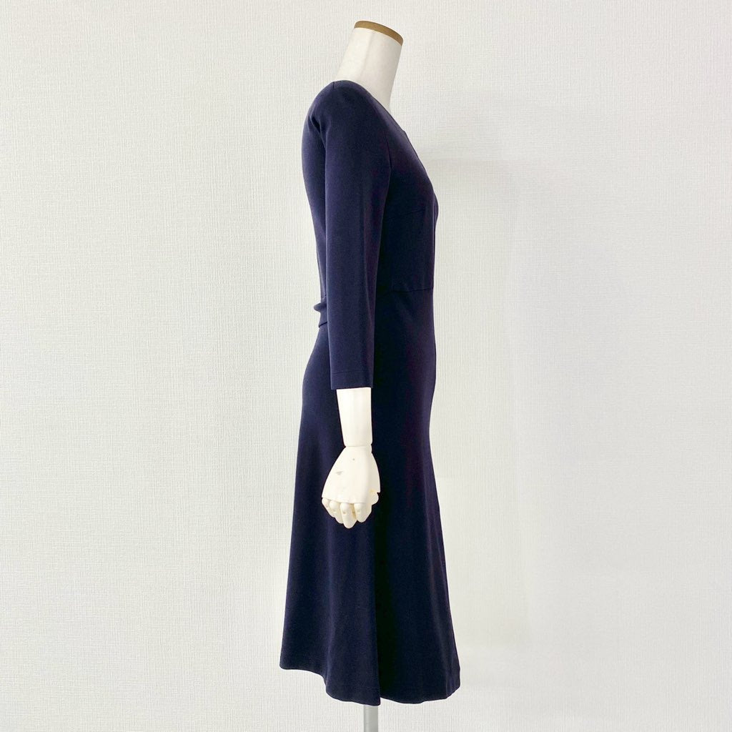 35b6 JIL SANDER ジルサンダー 伸縮ストレッチ素材ドレスワンピース 36 ダークネイビー イタリア製