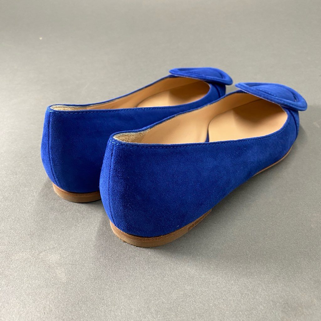 2b24 イタリア製 Gianvito Rossi ジャンヴィトロッシ フラットパンプス フラットシューズ ポインテッドトゥ 36 ブルー スエード レディース