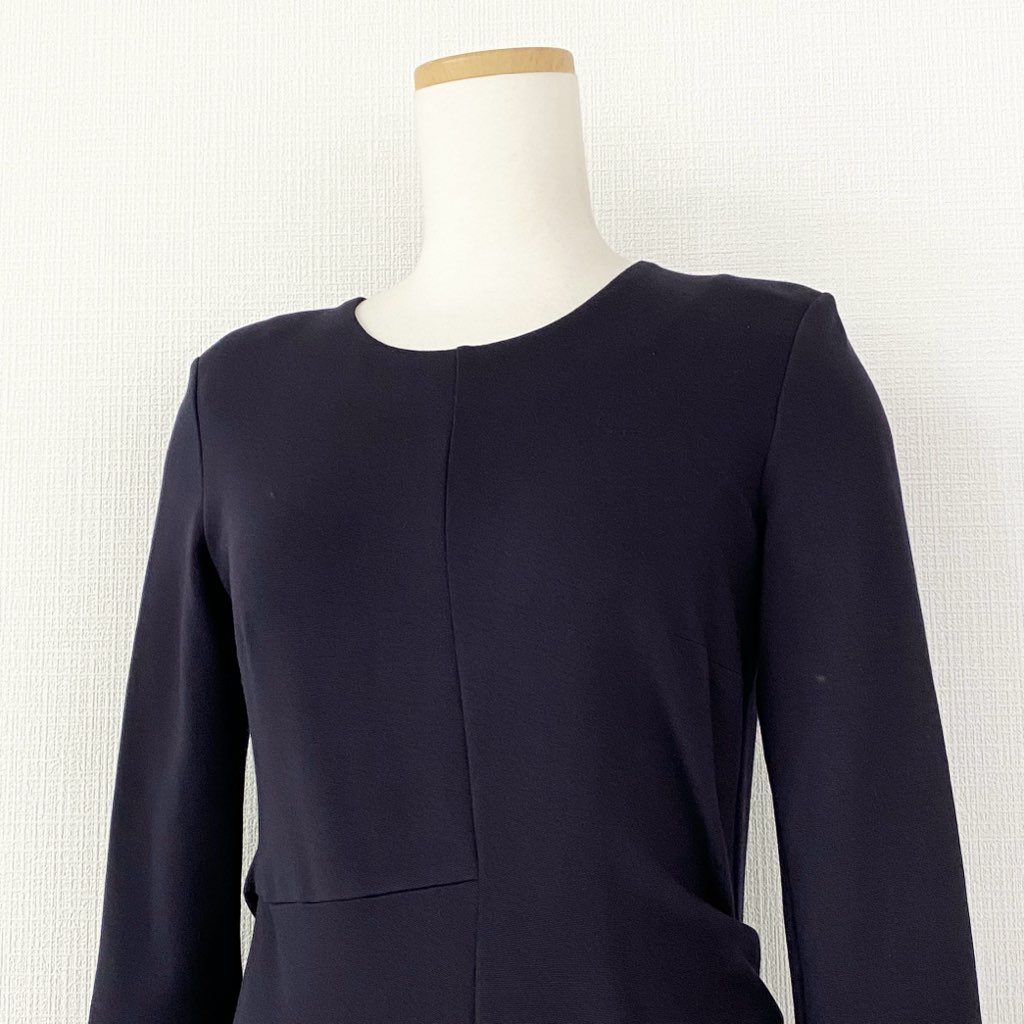 35b6 JIL SANDER ジルサンダー 伸縮ストレッチ素材ドレスワンピース 36 ダークネイビー イタリア製