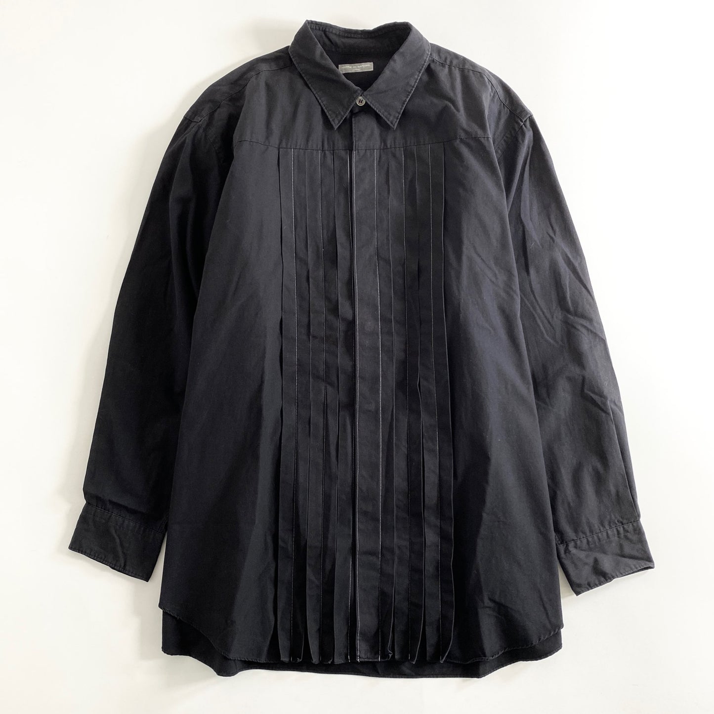25a29 90s COMME des GARCONS HOMME コムデギャルソンオム 日本製 長袖シャツ ドレスシャツ ロングスリーブ HB-040290 ブラック コットン AD1999 MADE IN JAPAN VINTAGE