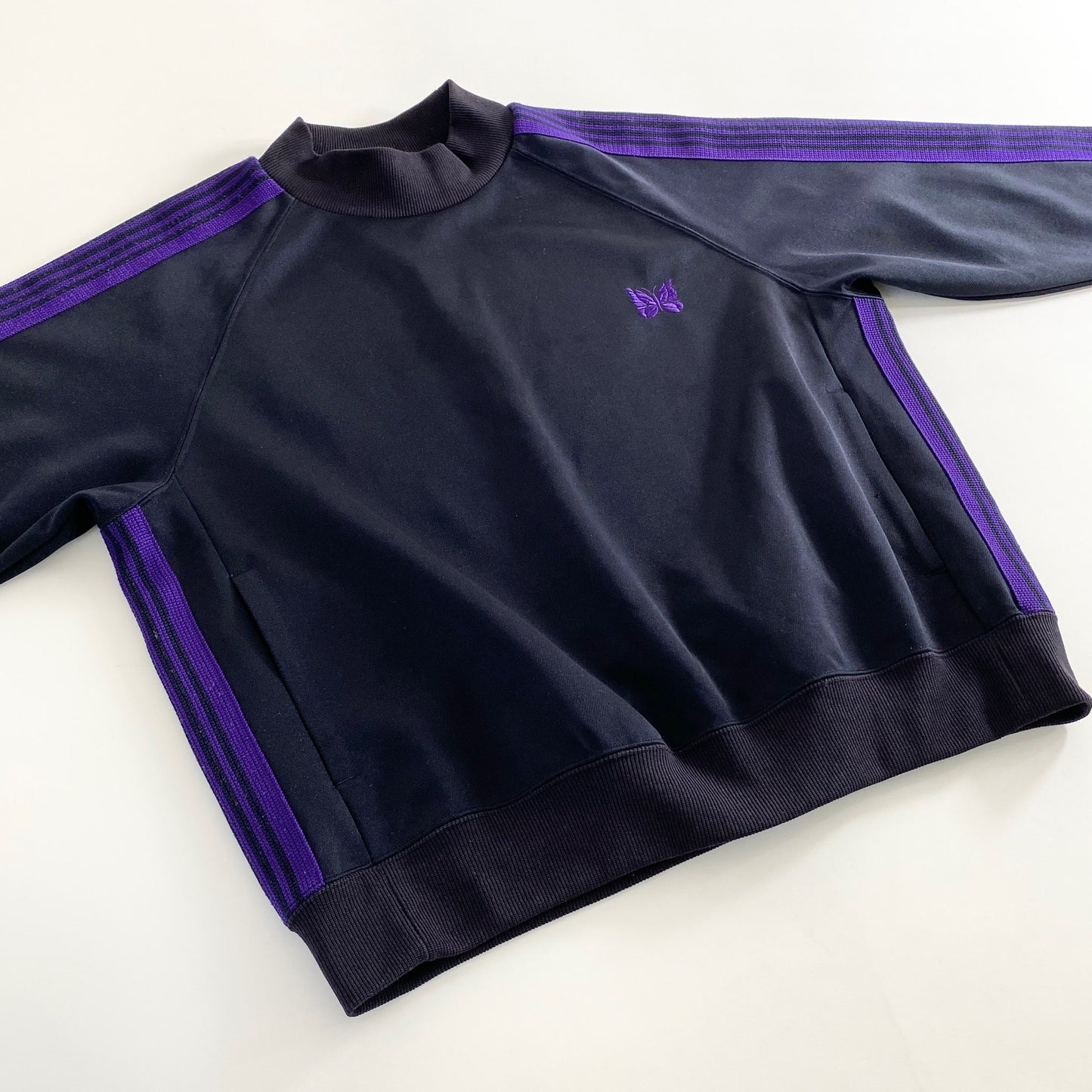 47a31 Needles ニードルス ビームスボーイ別注 Trak Mockneck Top モックネックトップ 長袖Tシャツ FK368 XS ダークネイビー×パープル ポリエステル100% レディース 女性用