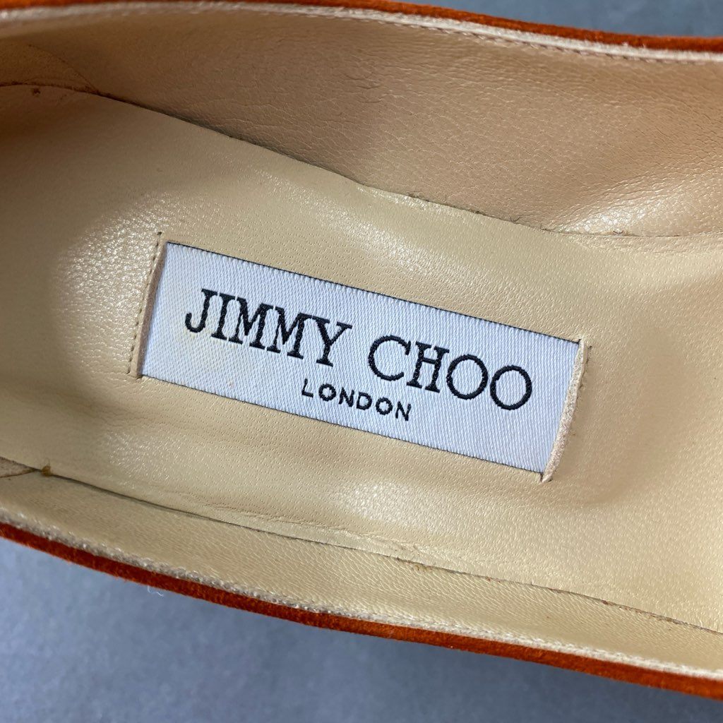 2b29 JIMMY CHOO ジミーチュウ スエードレザー ヒールパンプス 35 1/2 オレンジ シューズ イタリア製 セレモニー パーティ