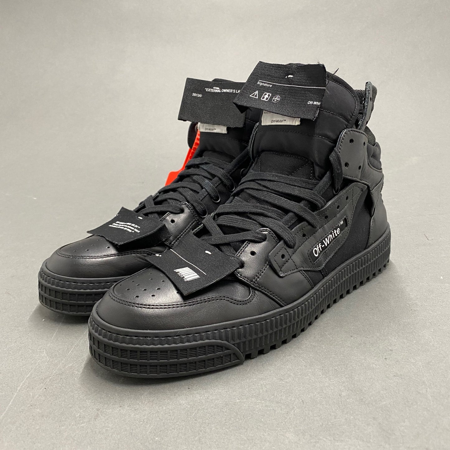 2k14《美品》Off-White オフホワイト Off Court 3.0 ハイカットスニーカー 43 28cm相当 ブラック メンズ