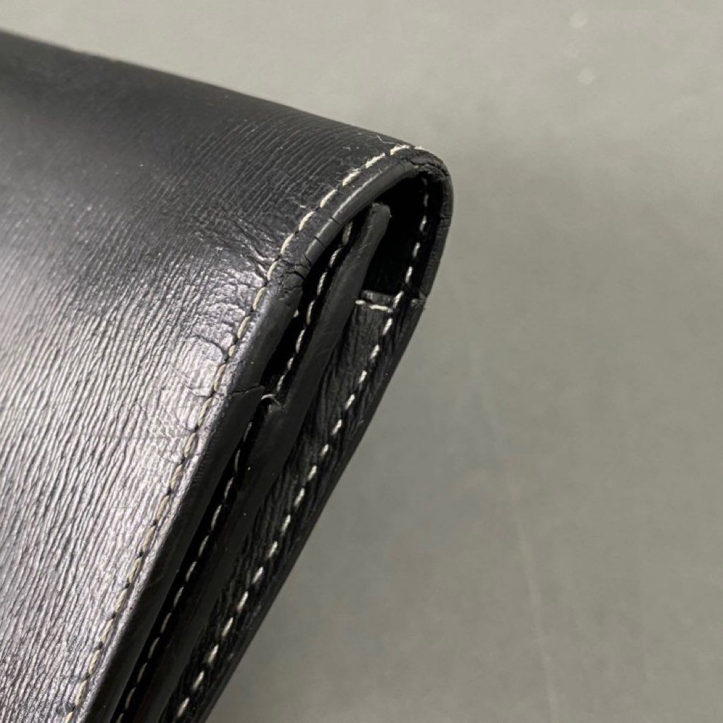 3j22 BURBERRY バーバリー ロングウォレット 長財布 札入れ レザー 本革 ロゴ ラバー メンズ レディース ユニセックス ブラック 服飾小物