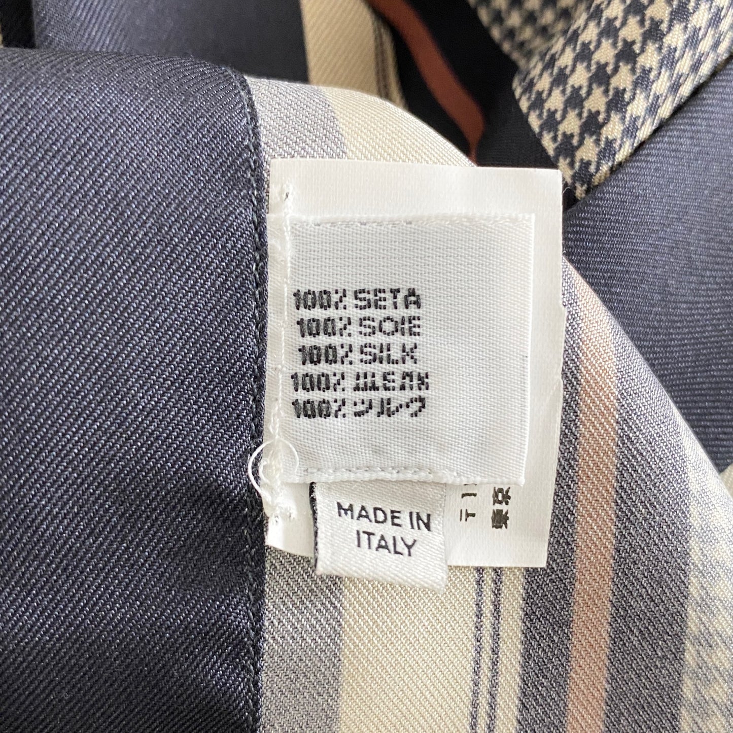 33L14 イタリア製 VALENTINO ヴァレンティノ 千鳥しシルクシャツ 40 ブラック ベージュ silk100% 長袖 SHIRT ストライプ
