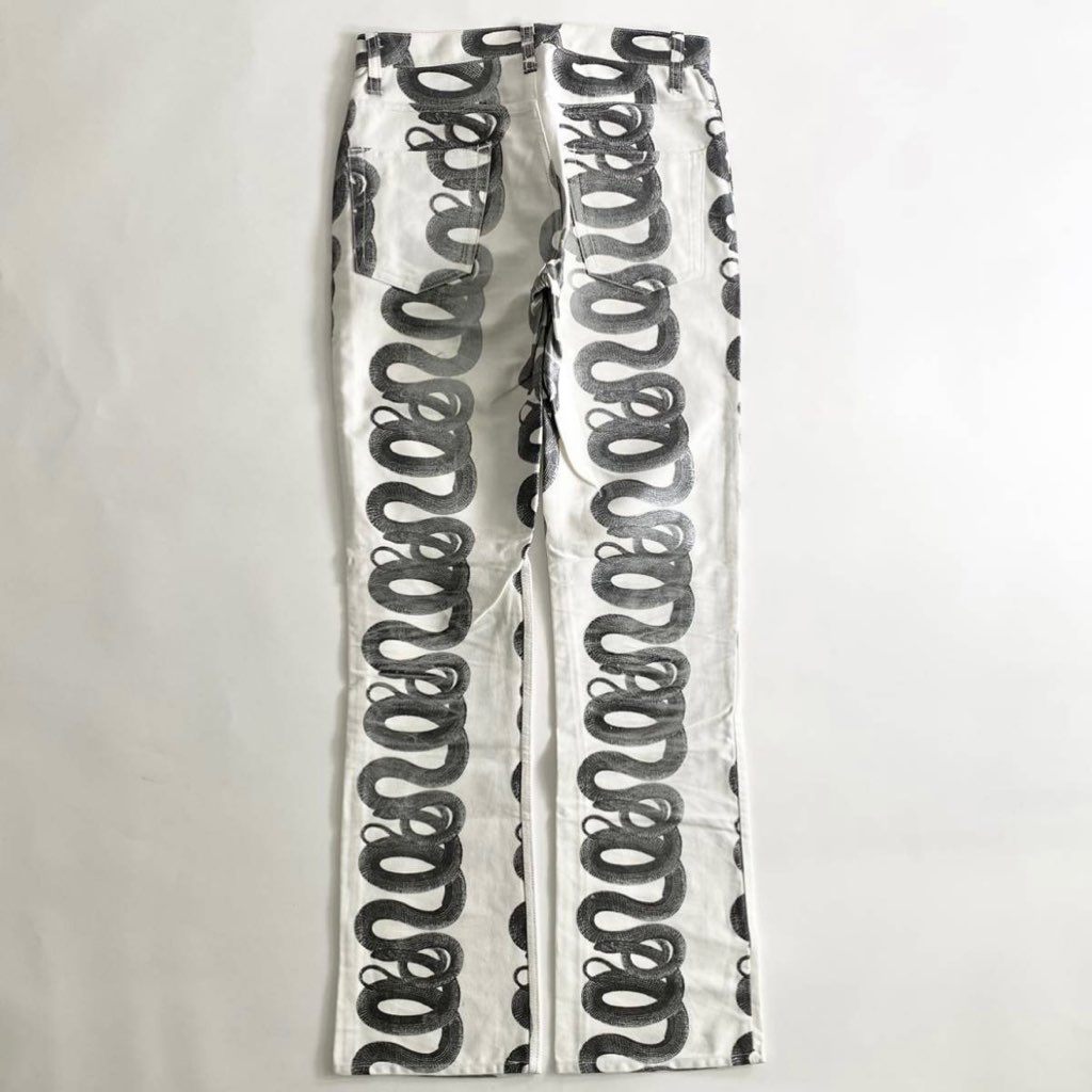 24j8 Hysterics ヒステリックス パイソンプリントスキニーパンツ サイズS ホワイト レディース ボトムス スネーク 蛇 HYSTERIC GLAMOUR