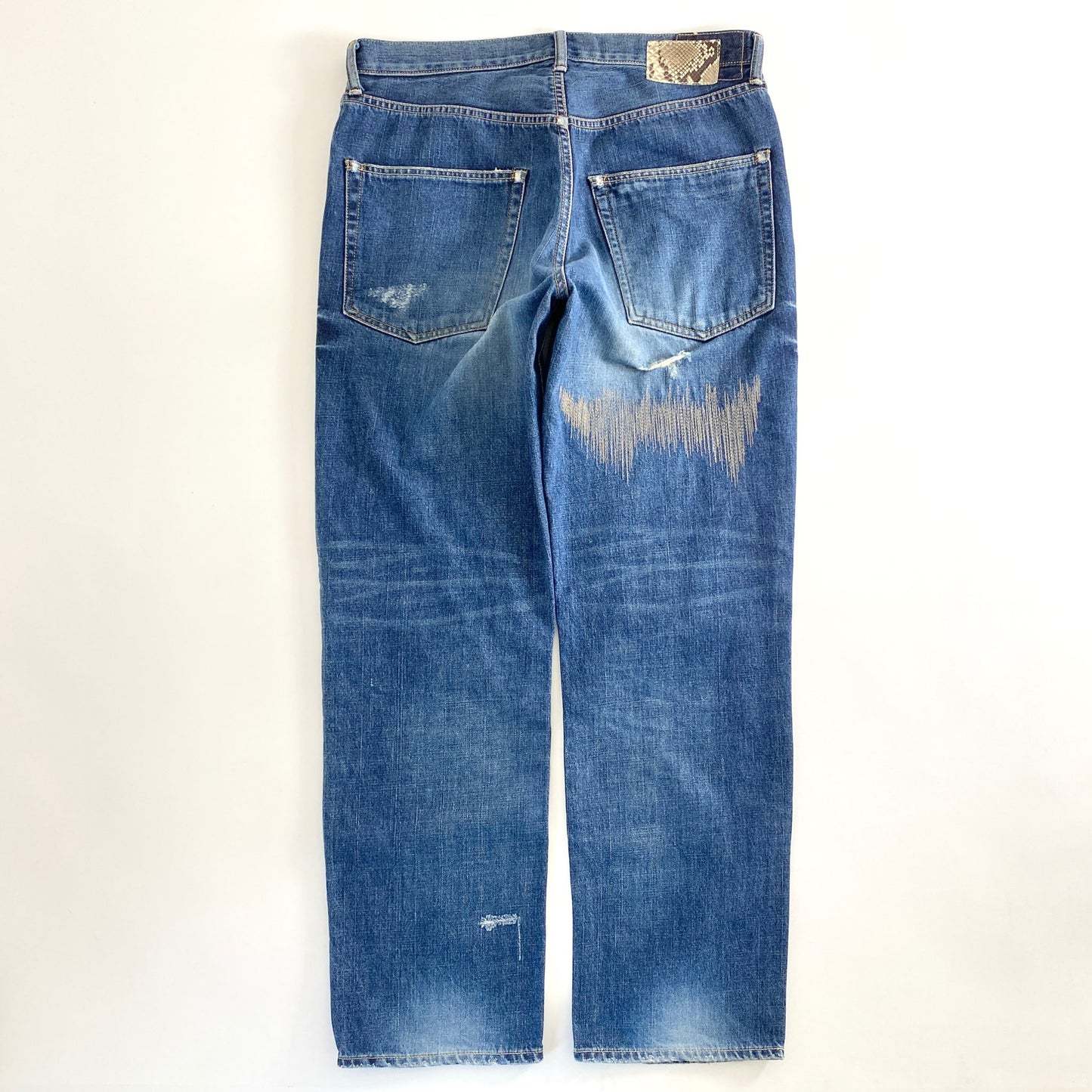 53a31 VISVIM ビズビム FLUXUS DENIM ダメージ加工 デニムパンツ ジーパン W36 × L32 ブルー コットン100% メンズ