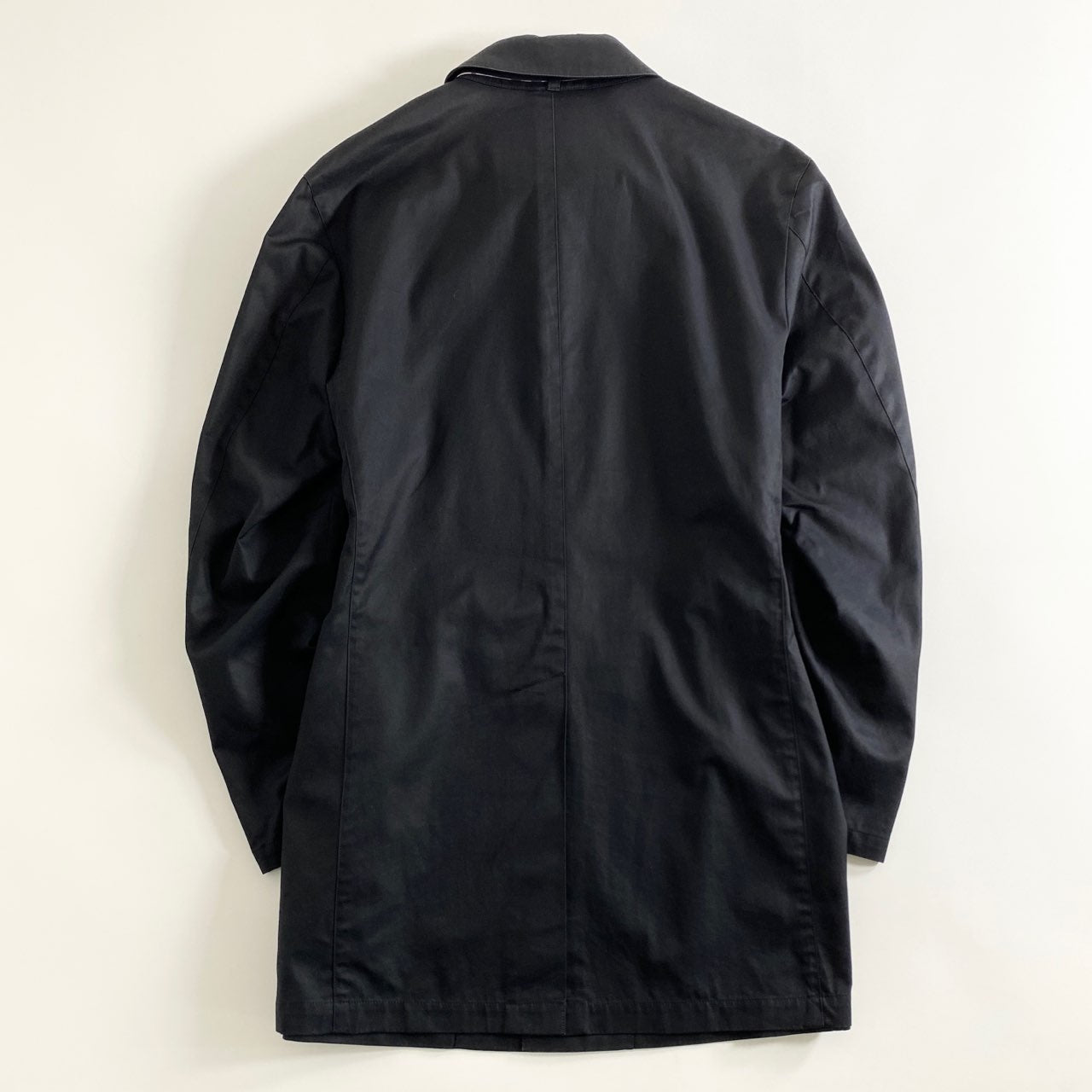 4a17 BURBERRY BLACK LABEL バーバリーブラックレーベル ステンカラーコート ロングコート M ブラック メンズ コットン 上着