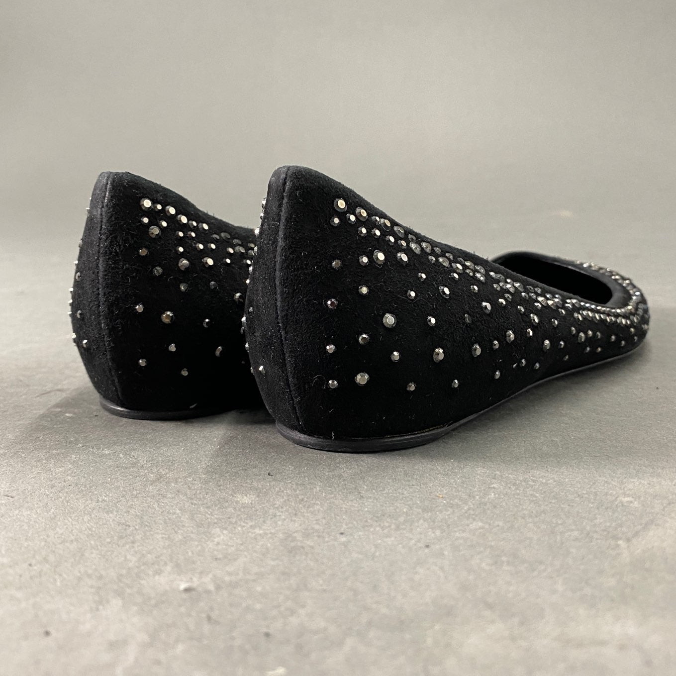 1L5《美品》VALENTINO GARAVANI ヴァレンティノ ガラヴァーニ 38(24cm相当) ブラック ラインストーン フラットシューズ バレエシューズ レディース 靴