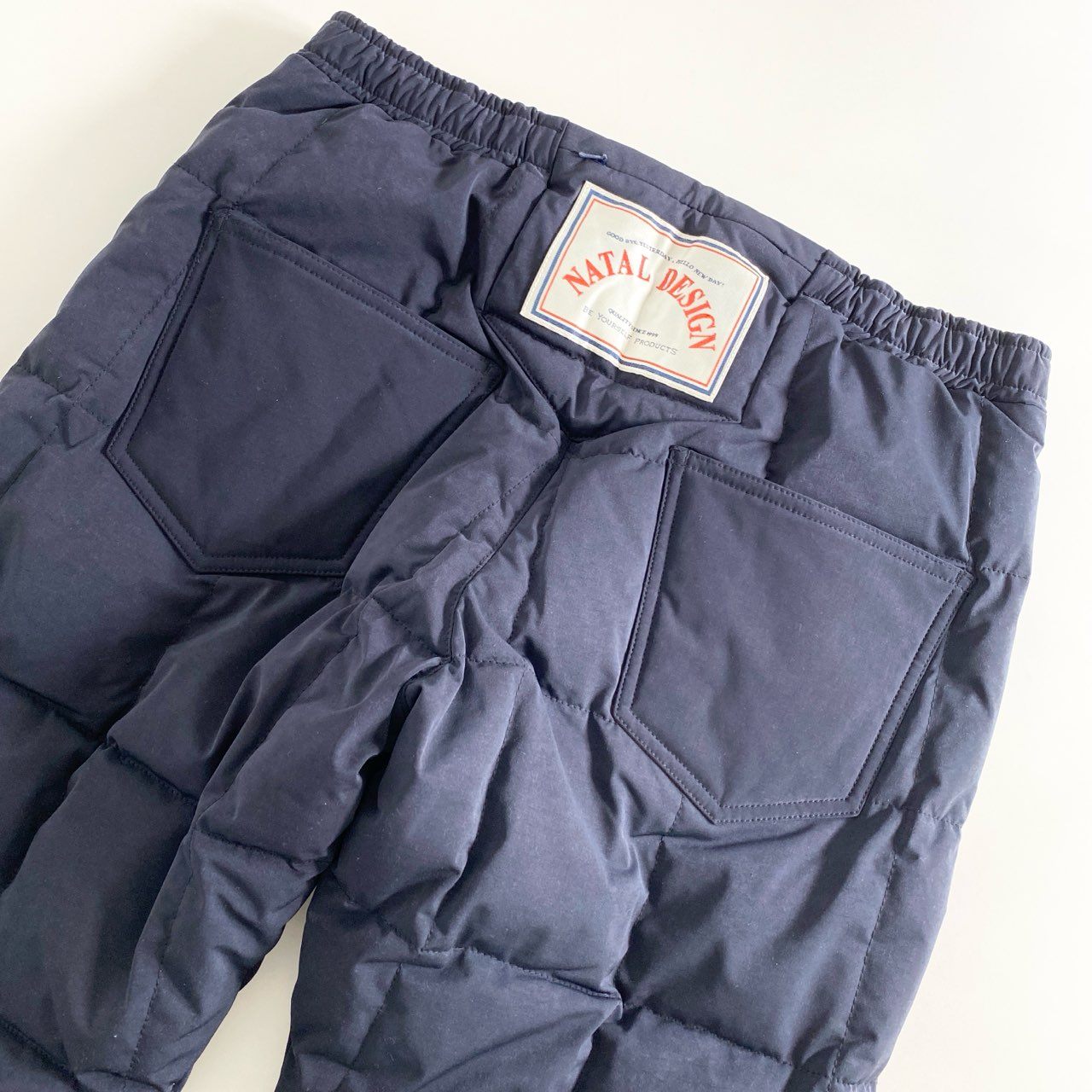 24c12 日本製 NATAL DESIGN ネイタルデザイン キルティングダウンパンツ イージーパンツ Mサイズ ネイビー MADE IN JAPAN