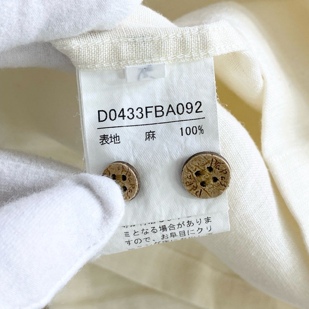 22b25-4 Papas パパス 日本製 リネン 半袖シャツ L ベージュ LINEN SHIRT ショートスリーブ ワンポイントロゴ オープンカラー 開襟 MADE IN JAPAN