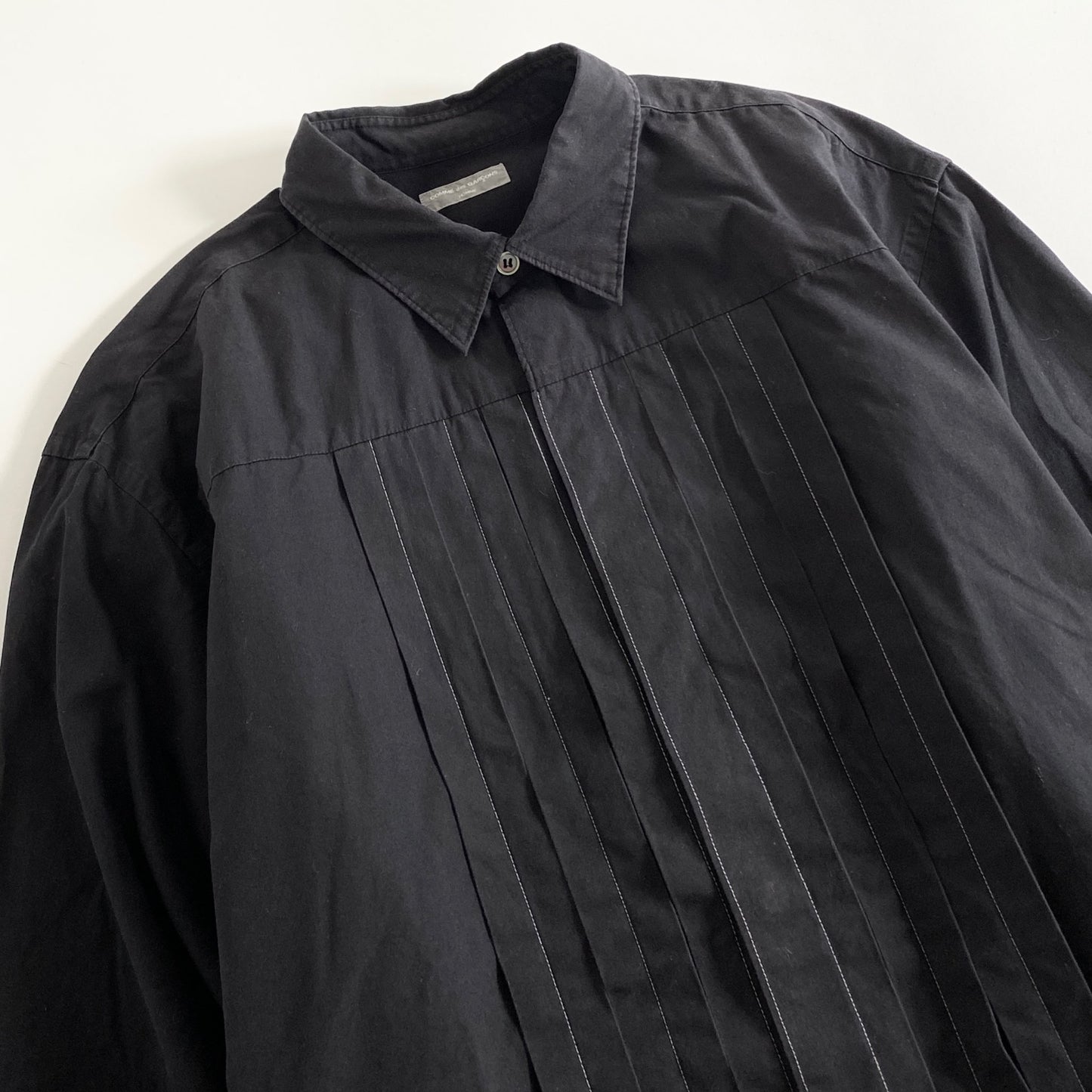 25a29 90s COMME des GARCONS HOMME コムデギャルソンオム 日本製 長袖シャツ ドレスシャツ ロングスリーブ HB-040290 ブラック コットン AD1999 MADE IN JAPAN VINTAGE