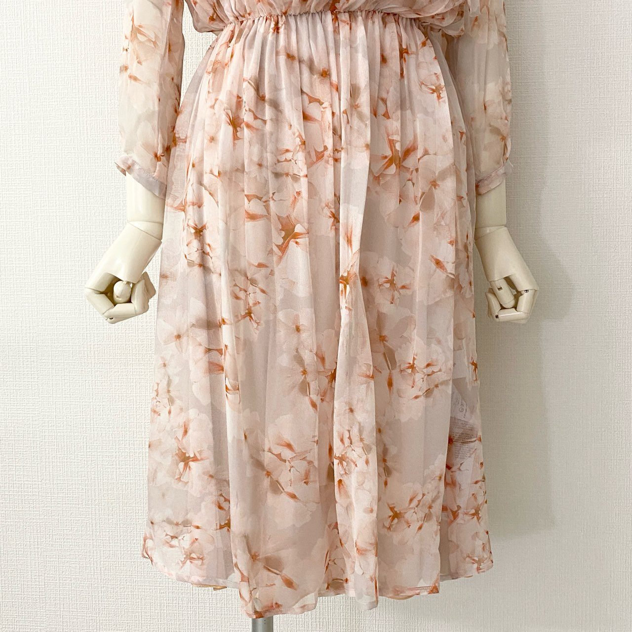 15c20 MAX MARA マックスマーラ イタリア製 663102570700 花柄プリント シフォンワンピース ドレス リボン ボウタイ S ピンク MADE IN ITALY
