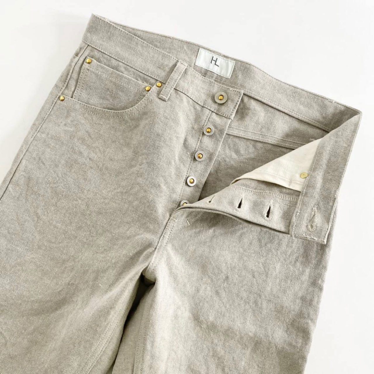53i12 《美品》 HERILL ヘリル 生成リネンパンツ サイズ0 ベージュ メンズ ボトムス LINEN PANTS 春夏 日本製 麻 ナチュラル