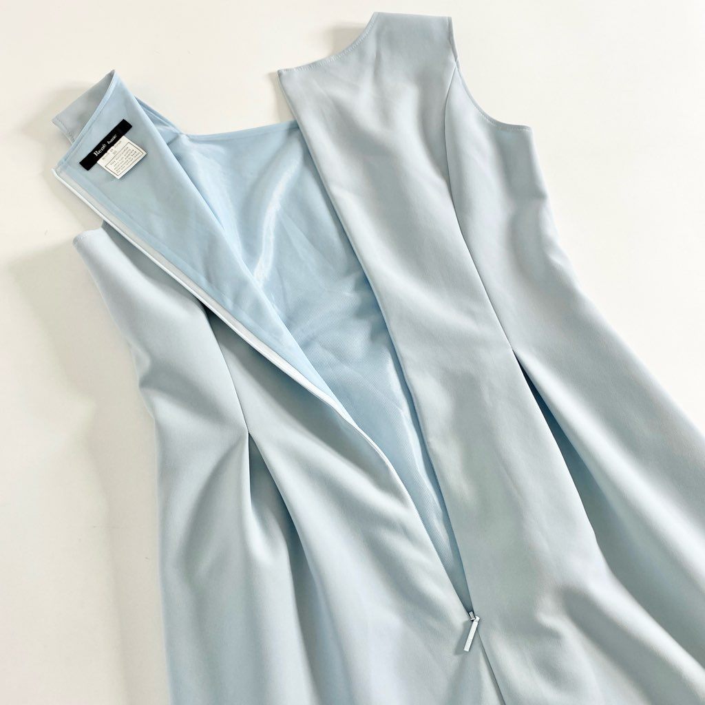 50c11 Rene basic ルネ ベーシック りりィベルワンピース 36 ブルー ドレス ストレッチ 伸縮性◎ 日本製