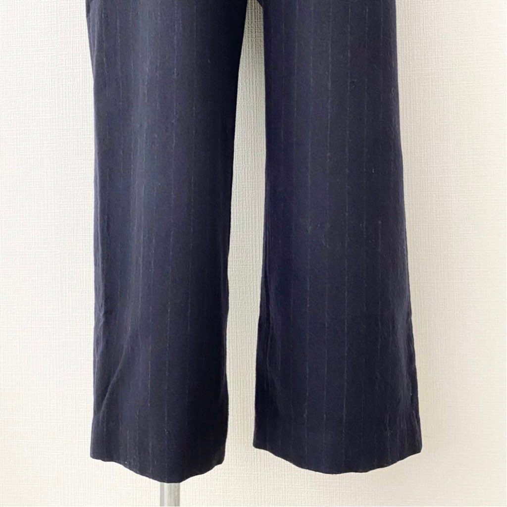 66j29 《美品》 URU ウル WOOL OVERALL オーバーオール 21FWS02 サイズ3 メンズ ピンストライプ サロペット ツナギ ネイビー ウール100%