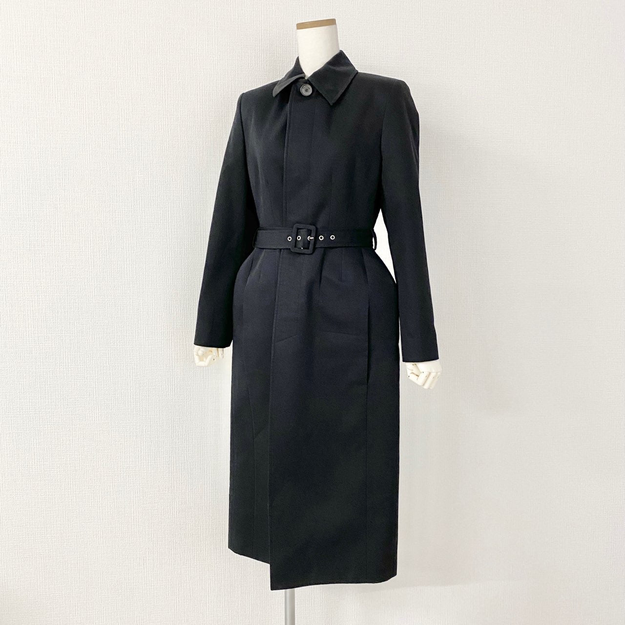 6L2《美品》イタリア製 BALENCIAGA バレンシアガ ステンカラーコート 36 ブラック アウター シングルトレンチ
