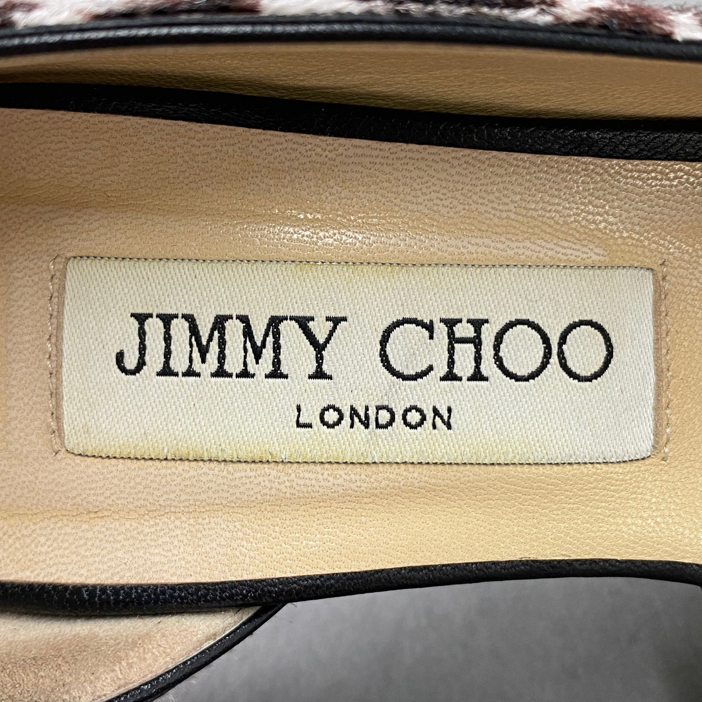 1a28 JIMMY CHOO ジミーチュウ WILLIS レオパード ハラコ ヒールパンプス シューズ ポインテッドトゥ イタリア製 36 1/2 ブラウン系 MADE IN ITALY