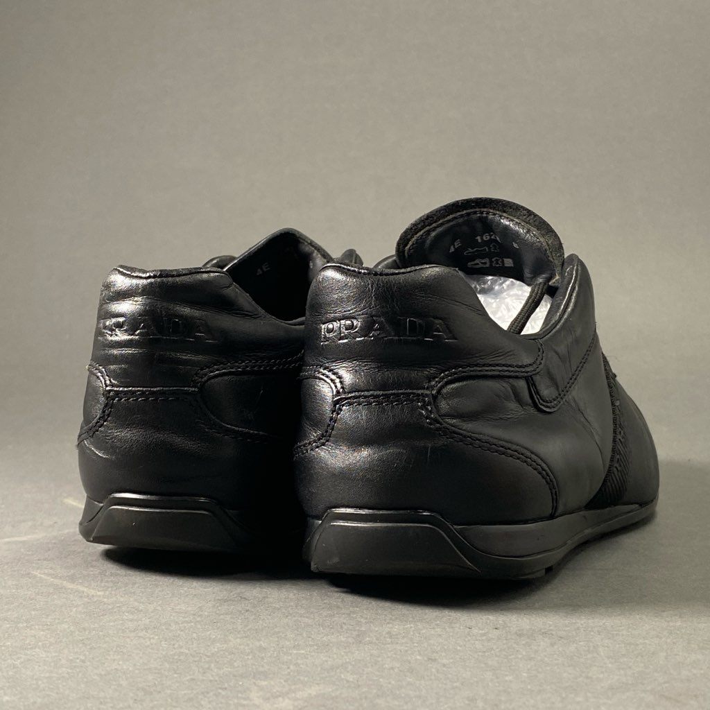 1c5 PRADA SPORTS プラダスポーツ ローカット スニーカー 8 ブラック レザー レースアップ シューズ