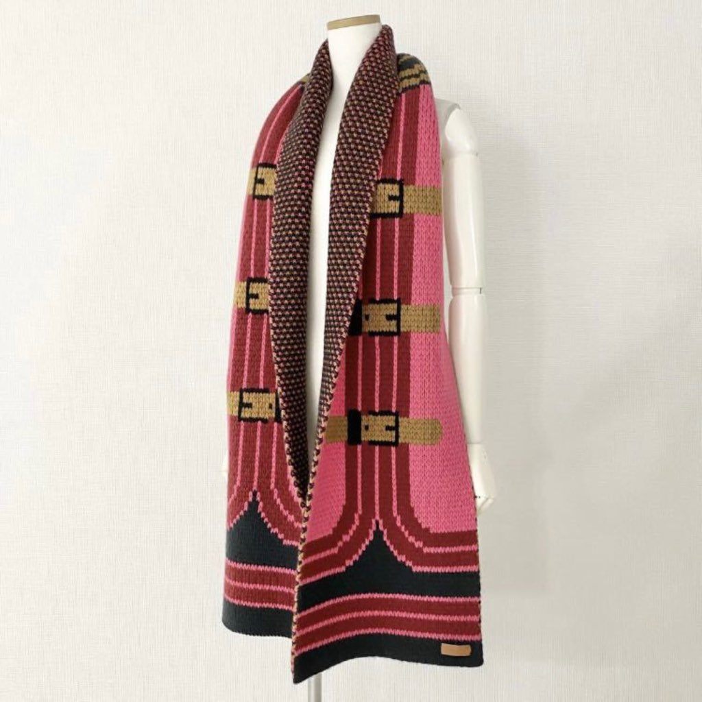 44j21 《美品》 HERMES エルメス カシミヤ グランデテヌエ ニットマフラー ピンク カシミヤ100% 肉厚 ショール ストール 大判