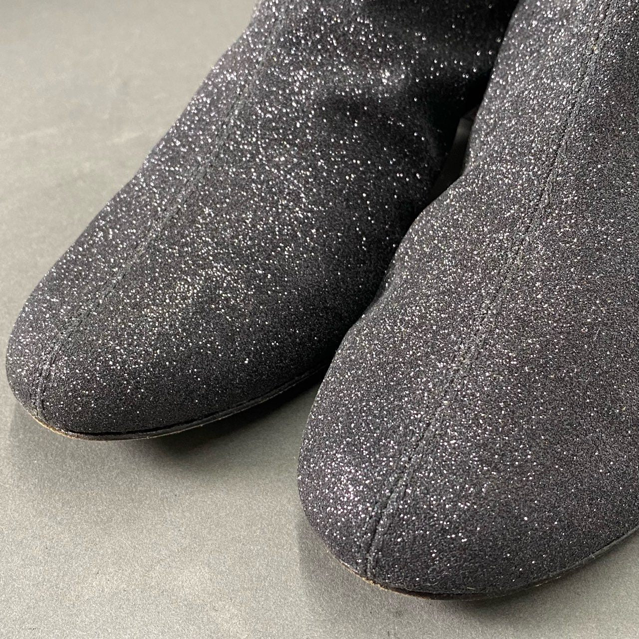 4c8 《美品》 Repetto レペット フランス製 バックジップ アンクルブーツ ヒールブーツ シューズ ラメ 39 ダークグレー ブラック レザー 山羊革 MADE IN FRANCE