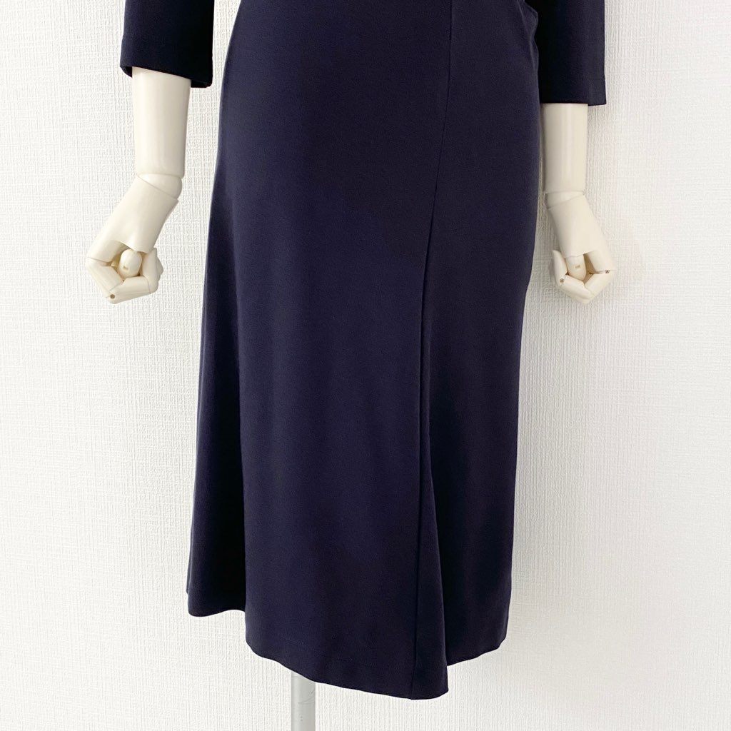 35b6 JIL SANDER ジルサンダー 伸縮ストレッチ素材ドレスワンピース 36 ダークネイビー イタリア製