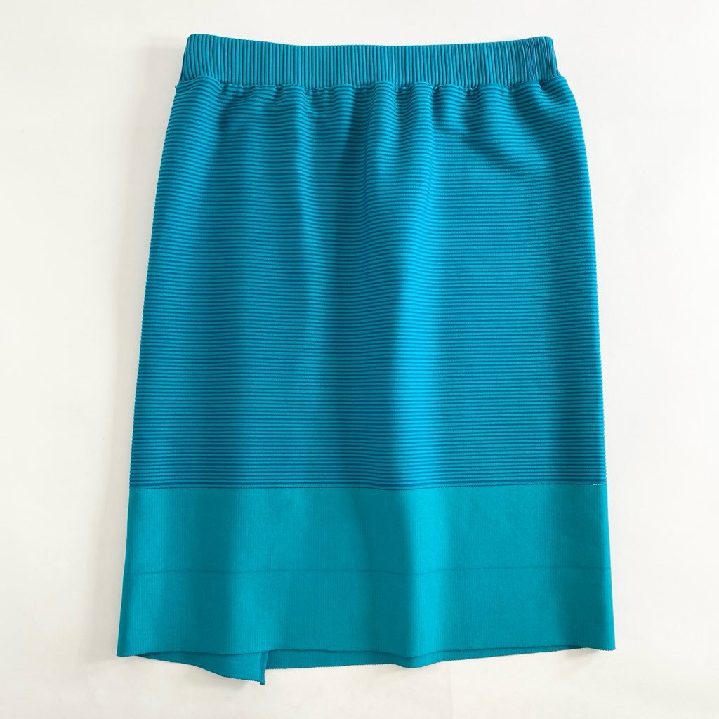 20c11 ISSEY MIYAKE イッセイミヤケ ストライプ ストレッチスカート 2 ブルー 日本製 伸縮性◎ IM54KG504 ボトムス