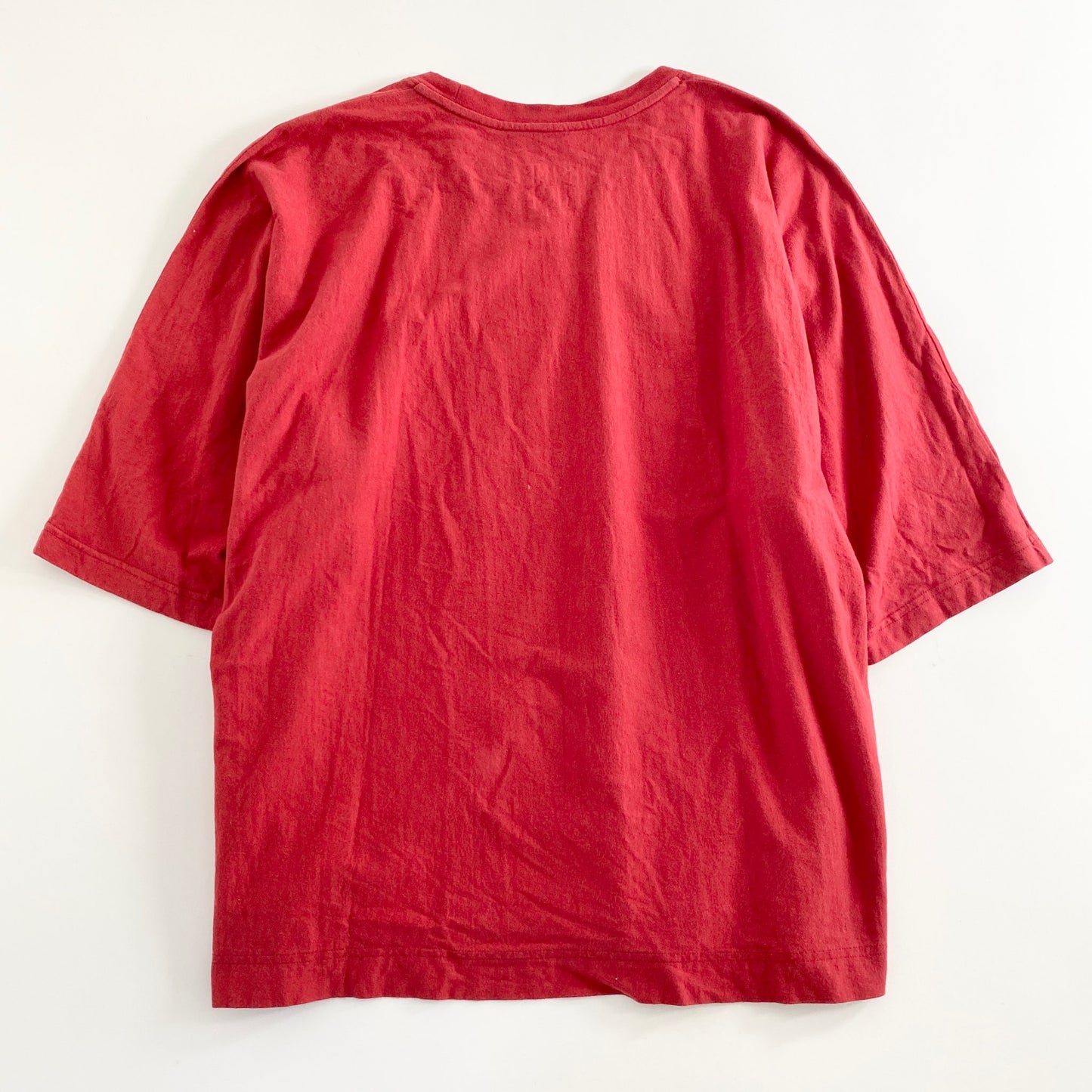 39a21 HOMME PLISSE ISSEY MIYAKE オムプリッセ イッセイミヤケ 日本製 ワイドシルエット カットソー 半袖 Tシャツ クルーネック HP12JK309 2 レッド コットン100% MADE IN JAPAN