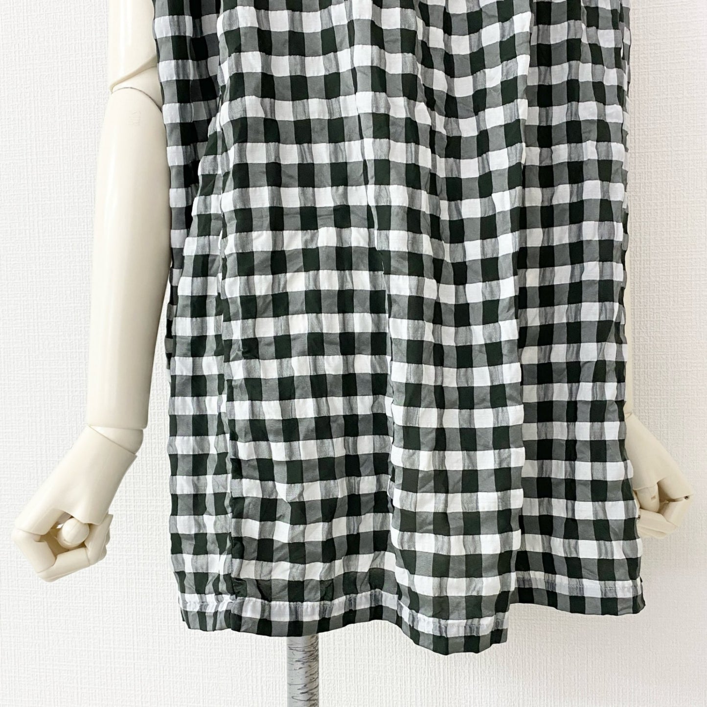 35c14 me ISSEY MIYAKE ミー イッセイミヤケ MI33FK411 ノースリーブ 切替 チュニック トップス カットソー チェック柄 グレー ストレッチ