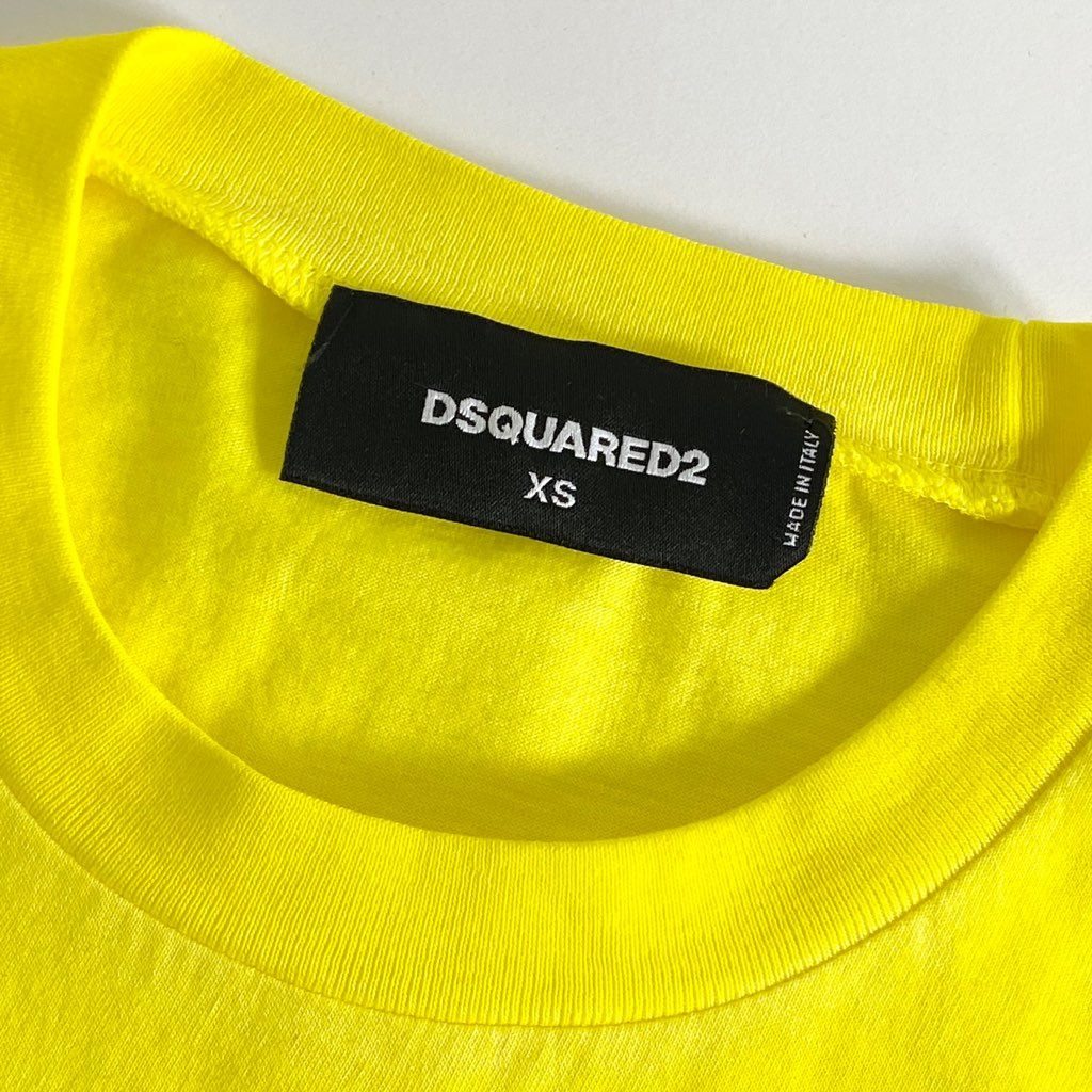 37b4 《美品》 DSQUARED2 ディースクエアード プリントTシャツ XS イエロー カットソー canadian fan club