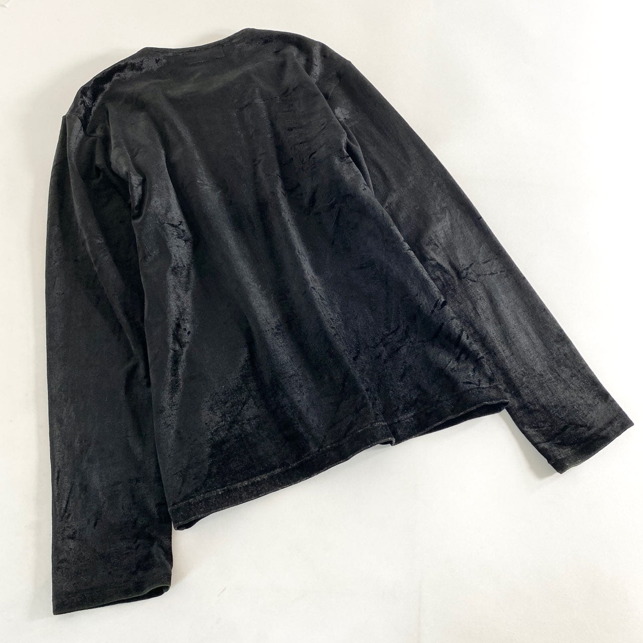 33L10 Yohji Yamamoto ヨウジヤマモト ベロアノーカラージャケット M ブラック ベルベット ririジップ 日本製 ブルゾン ヴィンテージ
