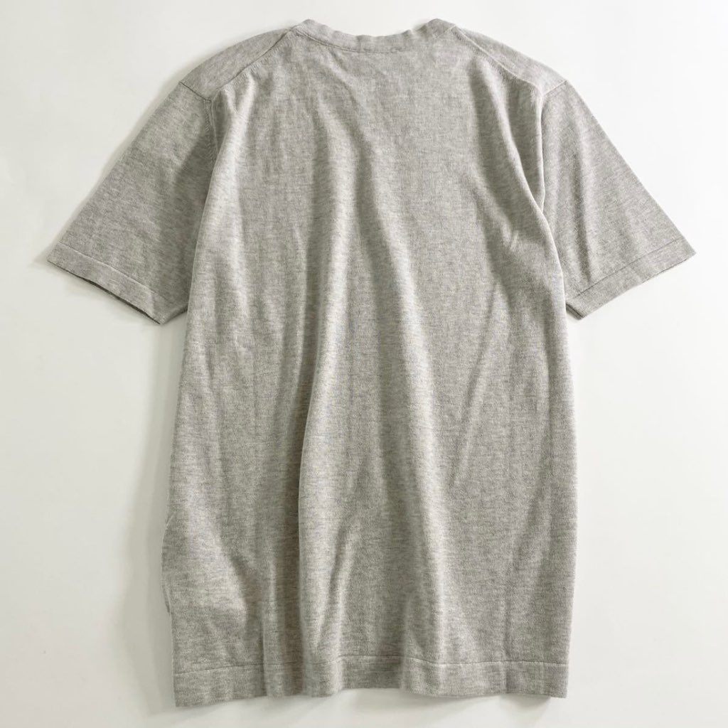 13f1 《未使用》 定価¥60,500 N°21 ヌメロ ヴェントゥーノ 23SS 立体ブランドロゴ 半袖カットソー コットンニット グレー 48 グレー
