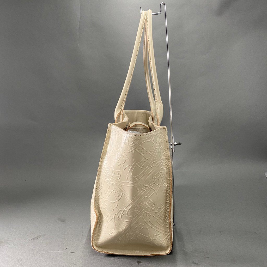 78b10 《美品》 Vivienne Westwood ヴィヴィアン ウエストウッド RONDOM LINE ORB ランダムオーブ トートバッグ ホワイト レザー ワンショルダーバッグ