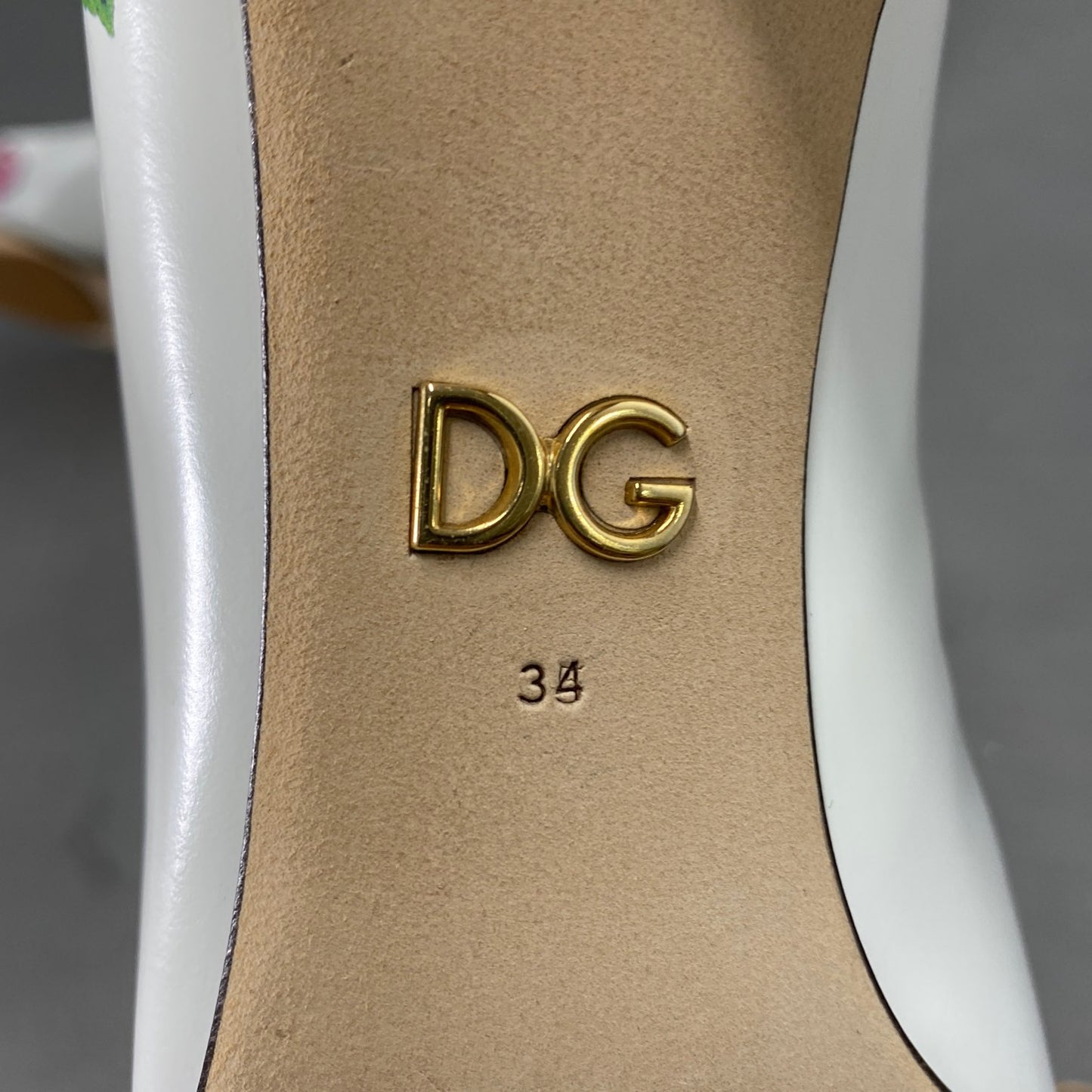2L5《美品》Dolce&Gabbana ドルチェ&ガッバーナ 34 ホワイト ビジューフラワー パンプス 花柄 レディース レザーパンプス