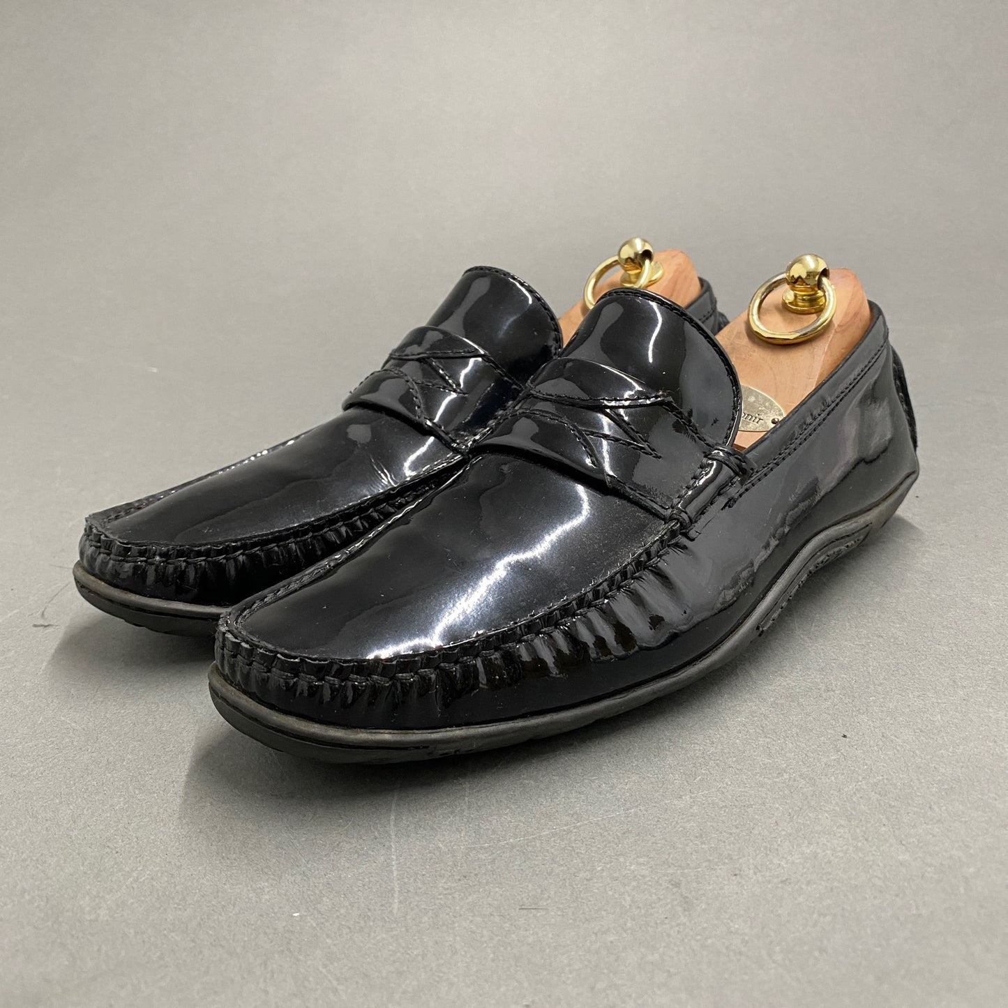 2k14《イタリア製》DOLCE&GABBANA ドルチェ&ガッバーナ コインローファー デザイン ドライビングシューズ 5 1/2(日本サイズ24.5cm相当) ブラック パテントレザー