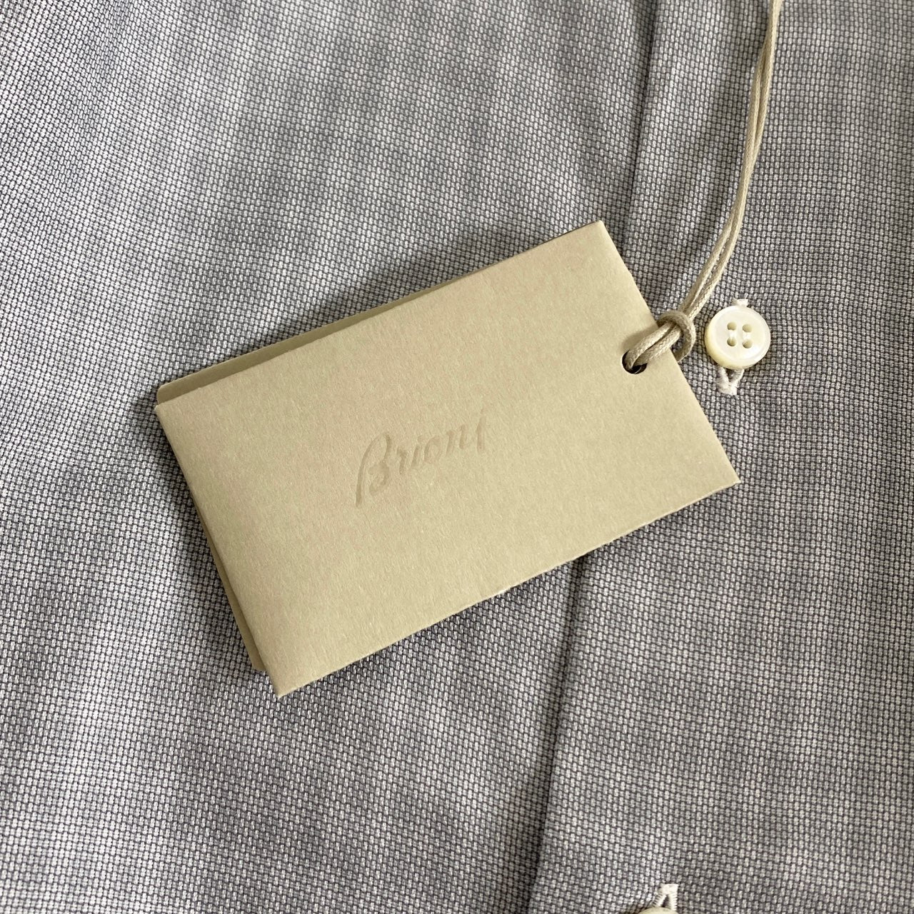 54A16 《極美品》 タグ付 イタリア製 Brioni ブリオーニ 長袖シャツ ドレスシャツ チェック柄 41 グレー ブルー クラシックシャツ CLASSIC SHIRT シェルボタン ロングスリーブ 春
