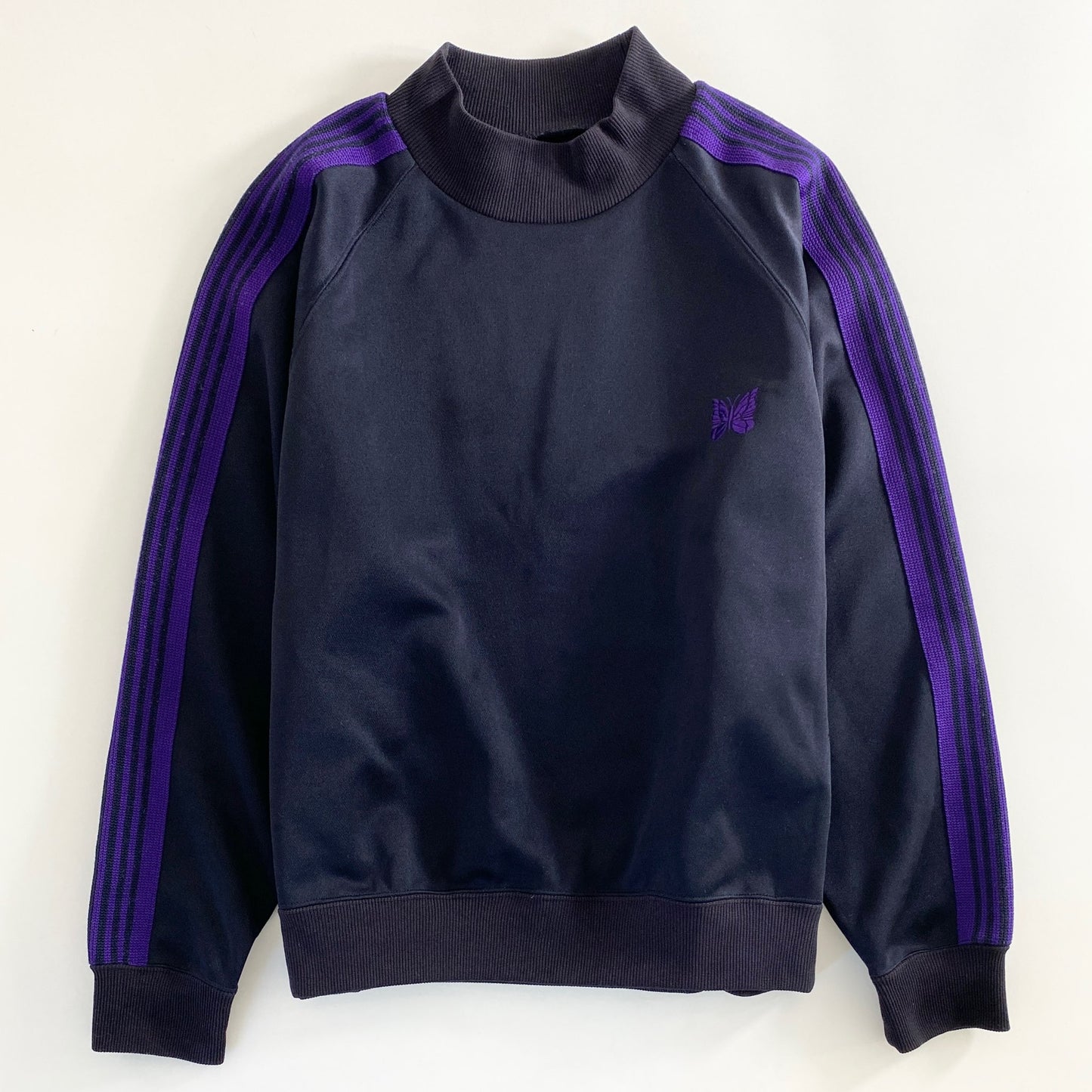 47a31 Needles ニードルス ビームスボーイ別注 Trak Mockneck Top モックネックトップ 長袖Tシャツ FK368 XS ダークネイビー×パープル ポリエステル100% レディース 女性用