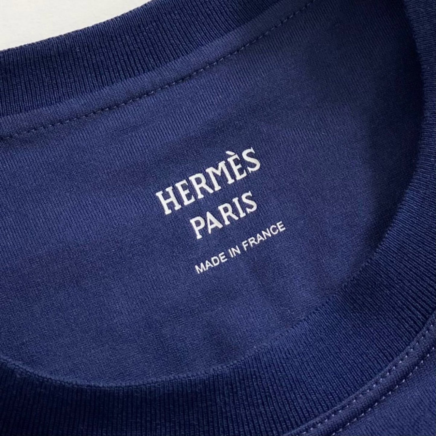 56i16 2021年製 HERMES エルメス カットワンピース Tシャツワンピース 膝丈ワンピース 5分袖 サーベル刺繍ポケット 16-7715 サイズ34 ブルー コットン